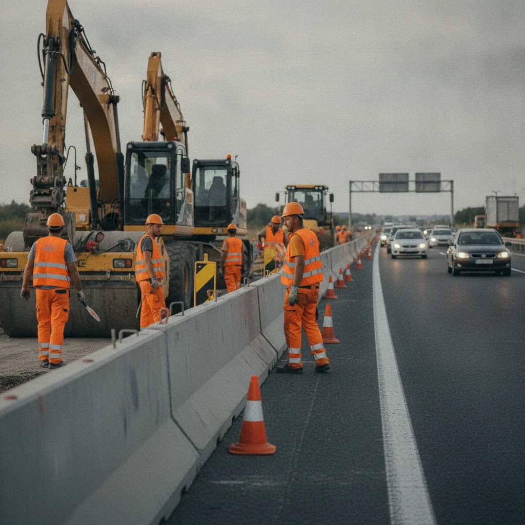 Accident pe A1 Arad-Pecica: 5 mașini au lovit balizele de la lucrări