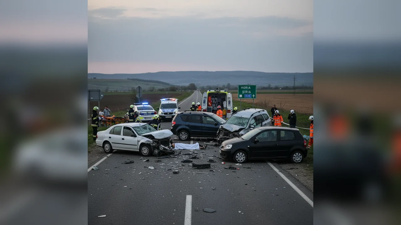 Accident rutier cu patru mașini între Horia și Șiria, în județul Arad: o persoană a murit, cinci rănite