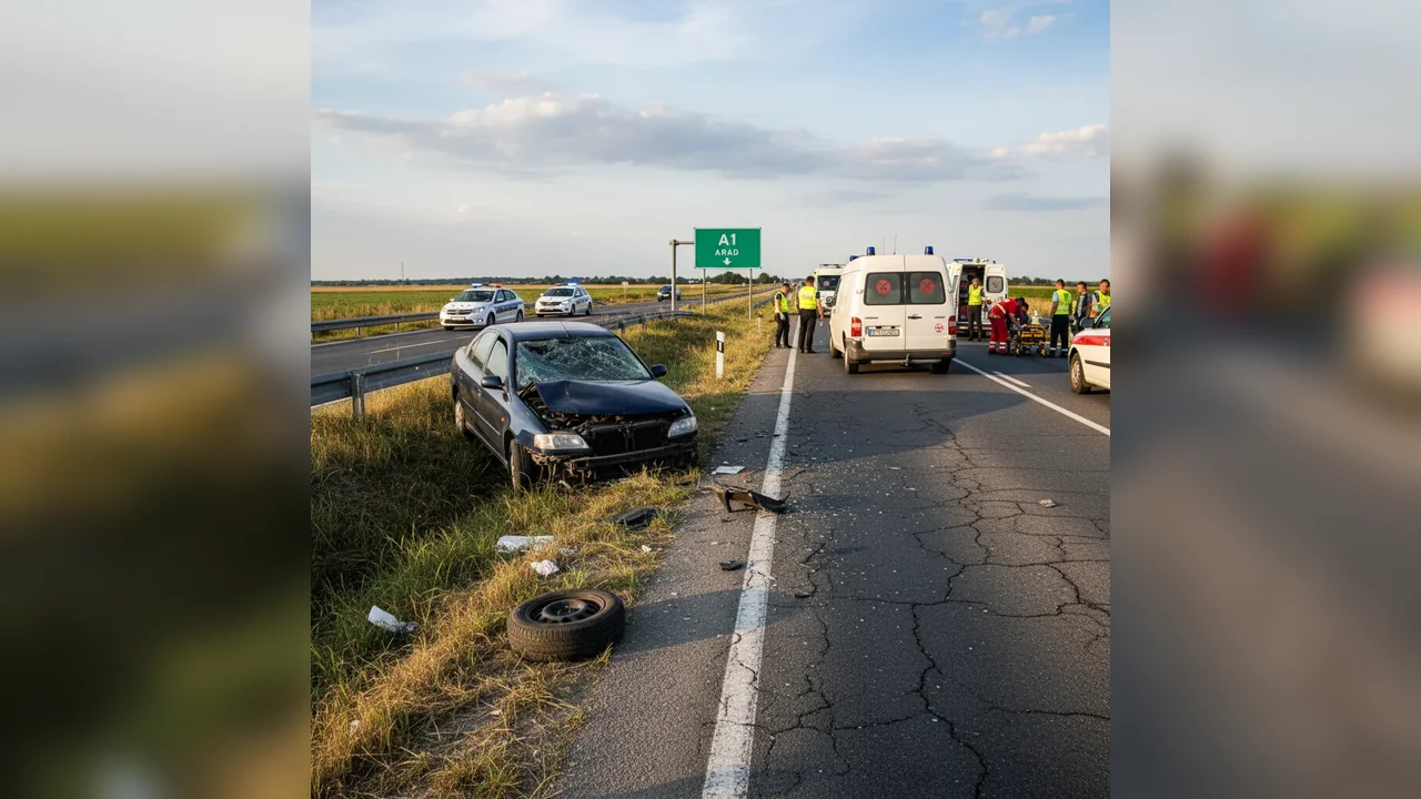 Accident rutier pe DN69 A, la ieșirea spre autostrada A1 către Arad