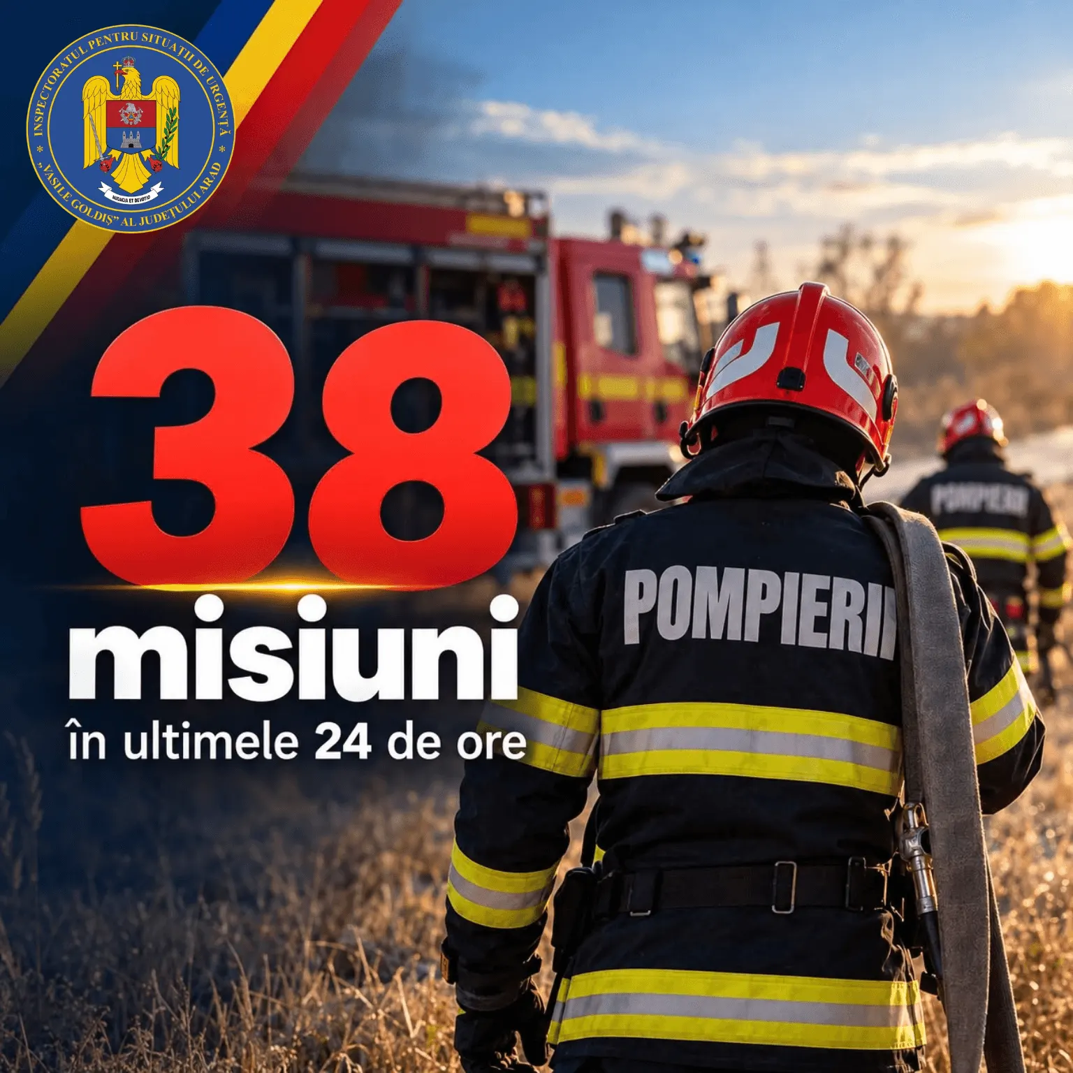 38 de misiuni în Arad pe 8 octombrie: 8 incendii de vegetație, ~17 ha, cel mai mare la Virișmort