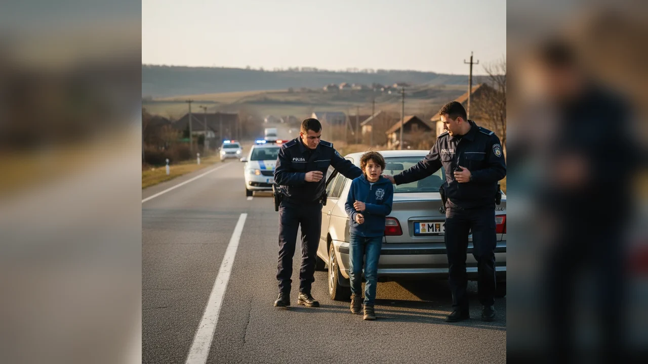 Băiat de 12 ani, urmărit de poliție până în județul Arad după ce a plecat cu mașina unchiului din Sibiu