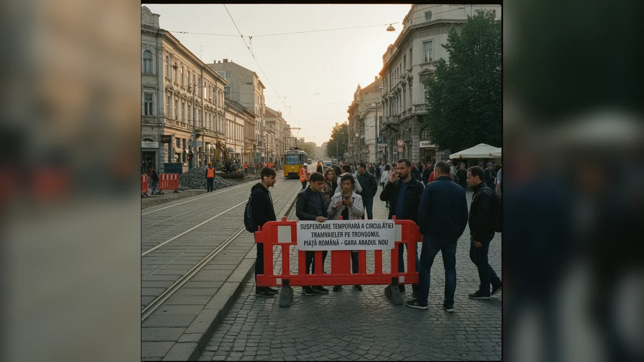 Circulația tramvaielor suspendată temporar pe tronsonul Piața Romană – Gara Aradul Nou, la Arad