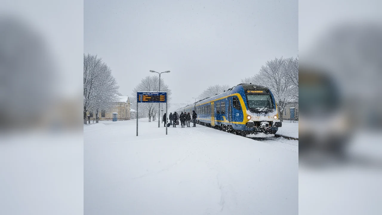 Circulație feroviară afectată la Arad: CFR Călători anulează mai multe trenuri din cauza ninsorilor