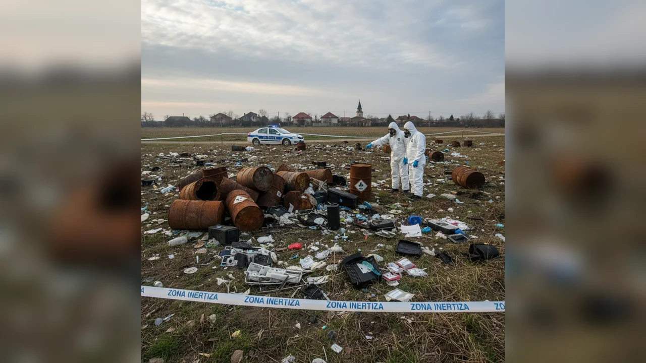 Depozit ilegal cu deșeuri periculoase identificat pe o proprietate privată din Arad, cartierul Gai