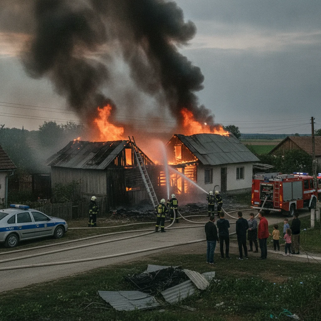 Incendiu la două anexe gospodărești în Turnu, Arad: Pompierii intervin pe 70 mp