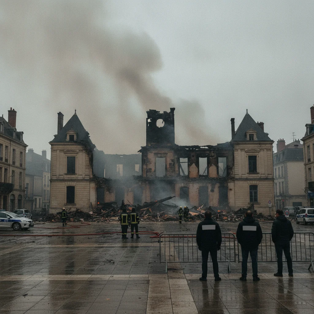 Limoges: incendiul a prăbușit turnul de 43 de metri al Primăriei