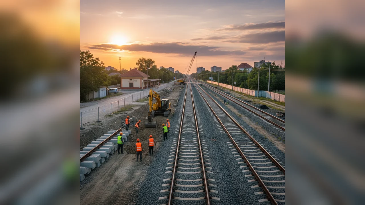 Lucrările de modernizare pe calea ferată Ronaț Triaj – Arad au fost reluate pe șantierul din Arad