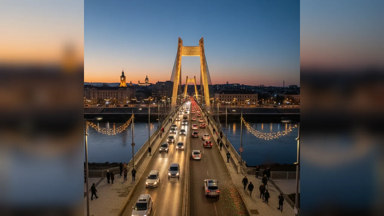Podul hobanat din Arad, deschis circulației în Ajunul Crăciunului
