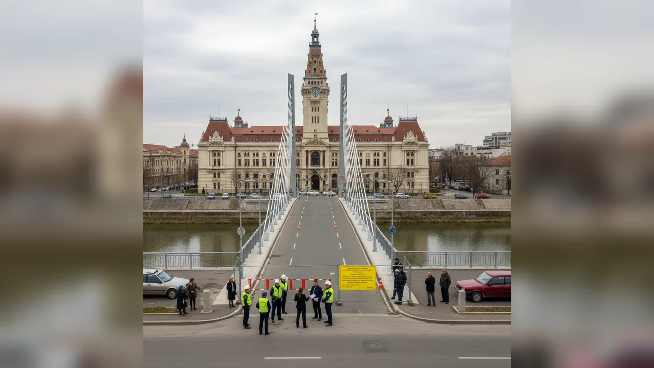 Primăria Arad, sancționată pentru deschiderea înainte de termen a podului hobanat peste Mureș