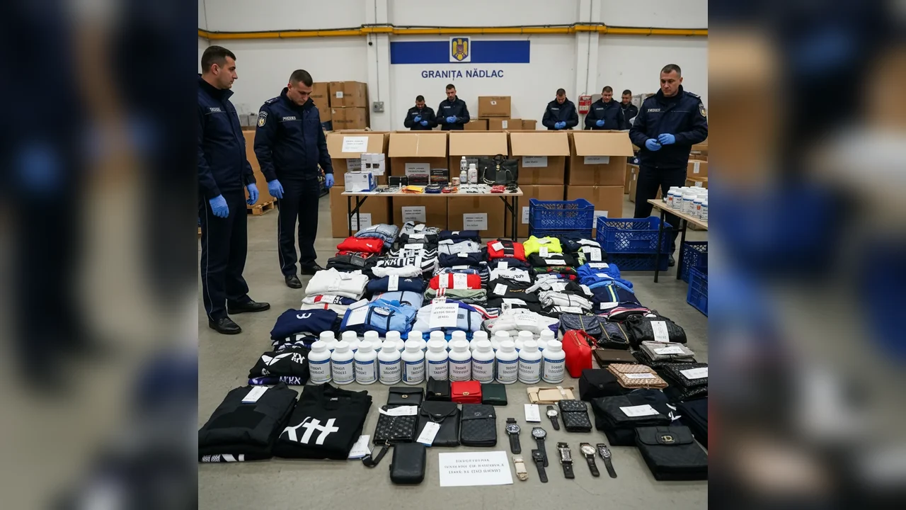 Produse contrafăcute în Nădlac: Mii de articole confiscate