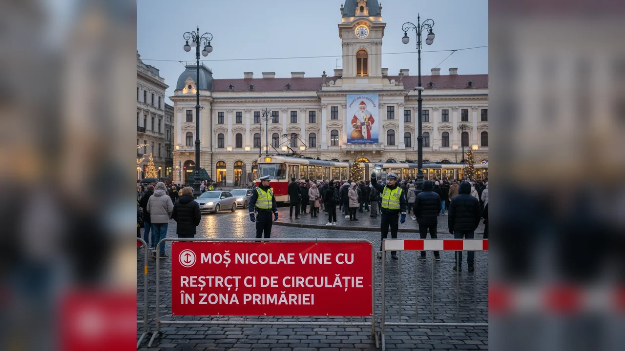 Restricții de circulație în zona Primăriei din cauza evenimentelor de Moș Nicolae