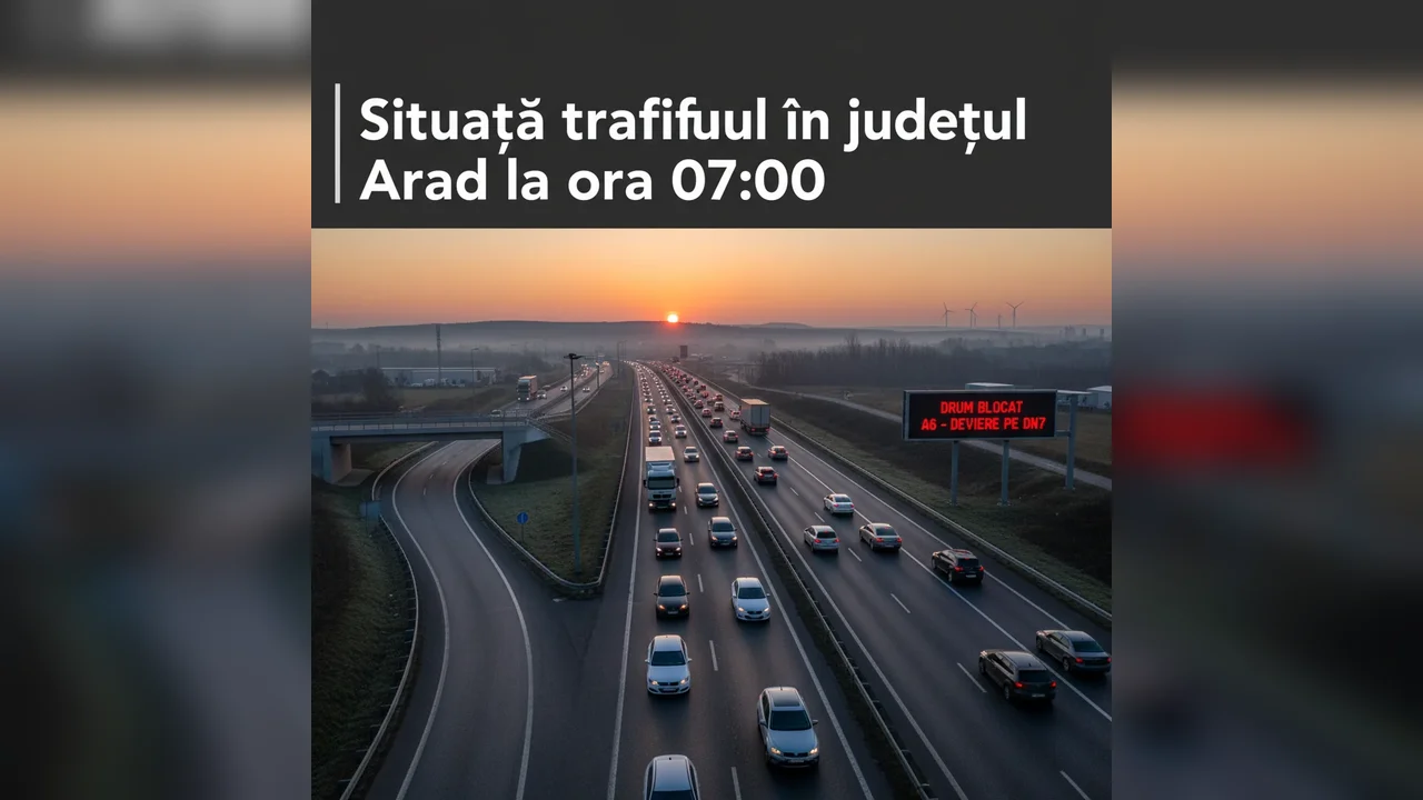 Trafic în condiții de iarnă în județul Arad la ora 07:00, anunțat de poliție
