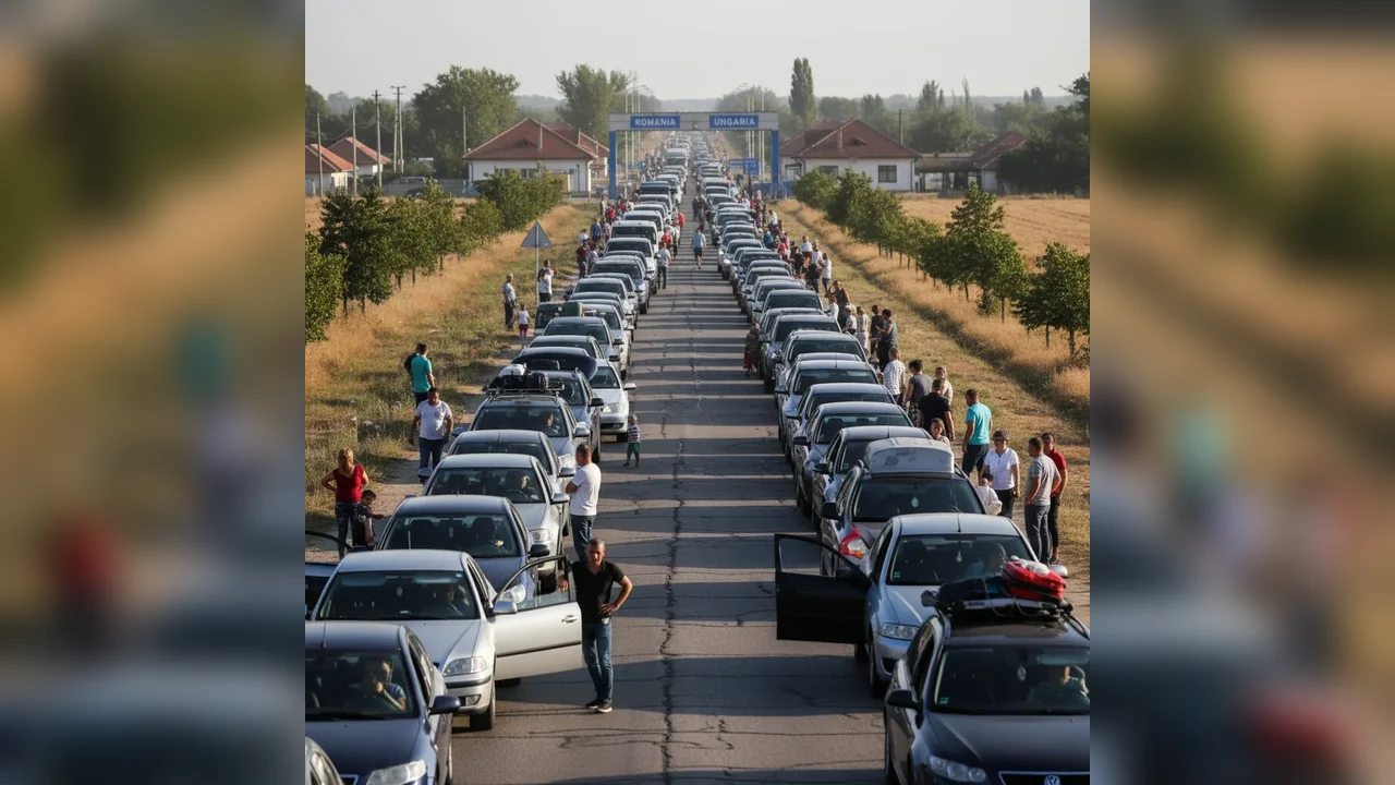 Trafic intens de camioane și cozi de kilometri la Vama Vărșand, Arad