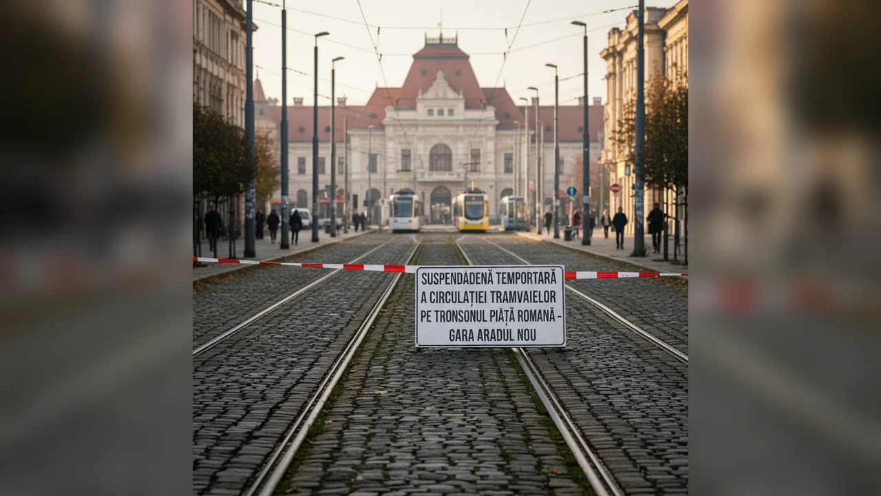 Tramvaiele nu vor circula temporar între Piața Romană și Gara Aradul Nou din Arad