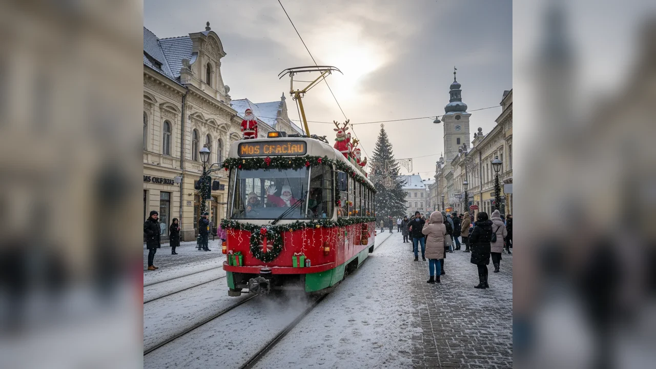 Ultima zi pentru „Tramvaiul lui Moș Crăciun” în Arad: cursa festivă se încheie pe 24 decembrie